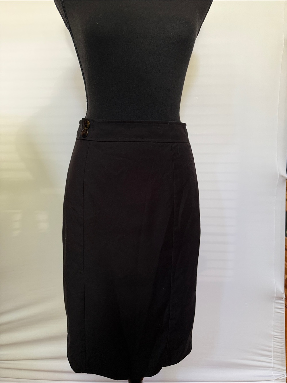 Tailored Black Pencil Skirt with Side Button Detail